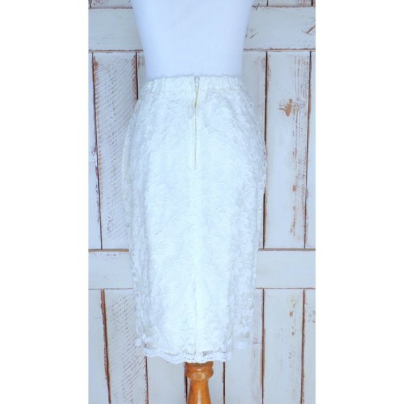 Vintage ivory lace knee length pencil skirt - waist 26 - Picture 6 of 7